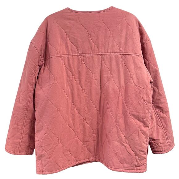 Topshop Washed Quilted Jacket Oversized Nwt Ovoid Pink Sz 12 L - Picture 6 of 10